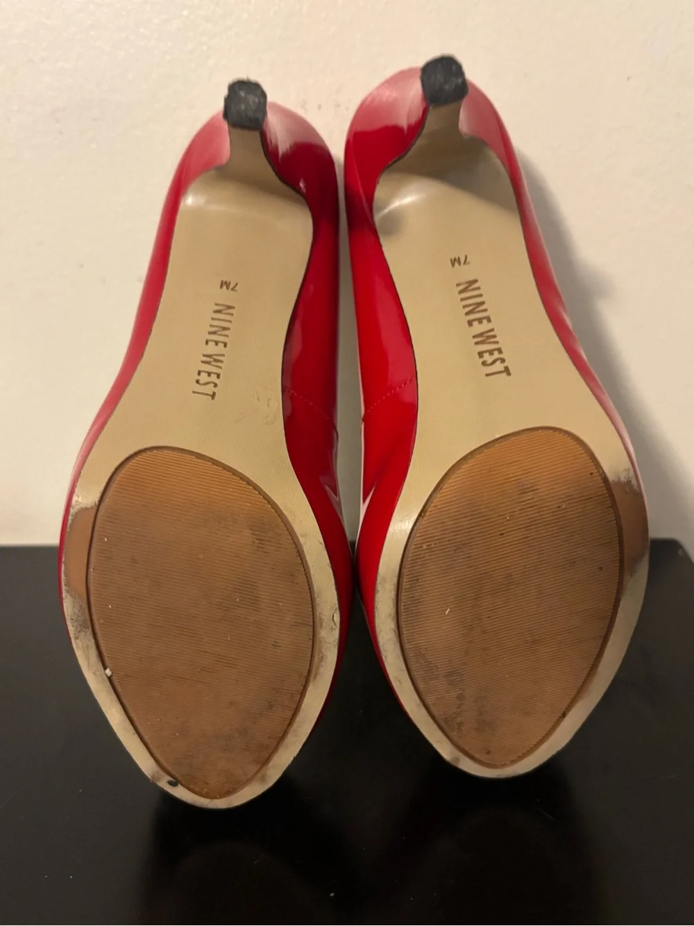 Nine West Red Patent Peep-Toe Heels Camus